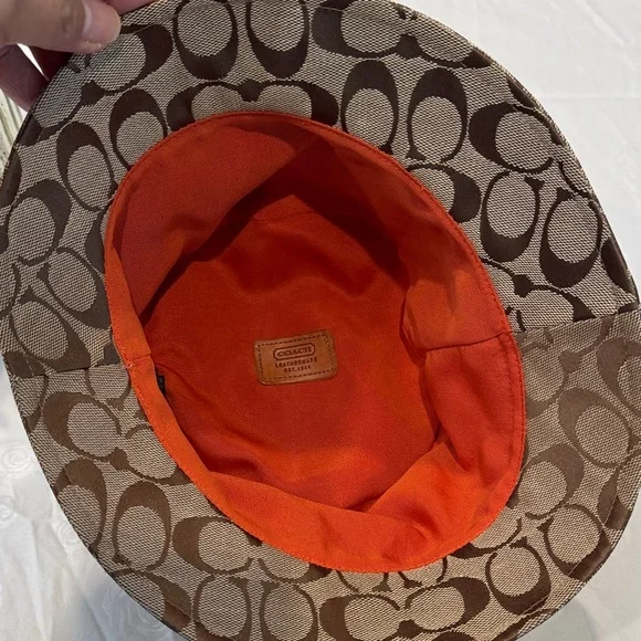 Authentic Coach Tan and Brown Signature Bucket Hat - Picture 6 of 8